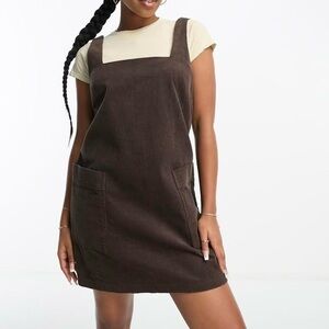 ASOS Brown Corduroy Pinafore Dress
